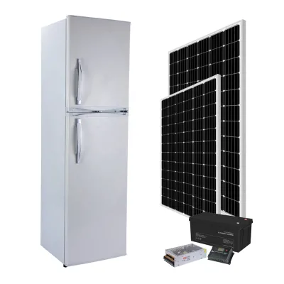 Big Capacity Solar Energy DC/AC 12/24V Compressor Fridge 2 Door Compact Refrigerator Top Freezer Solar Panel Battery Controller