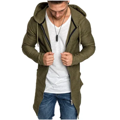 Best Selling Outdoor Sport Casual Slim Fit Hoodies Cardigan Trench Coat Men Long Coat