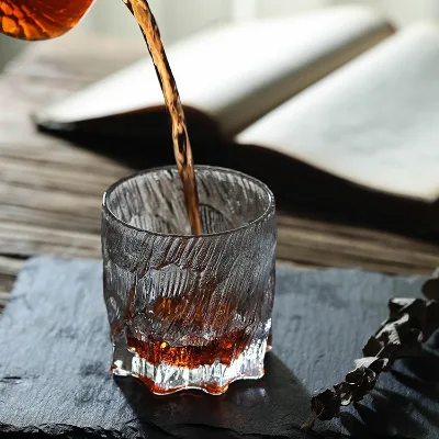 Heavy Glacier Retro Japanese Crystal Thick Old Fashioned Whiskey Glass 200-300ml Exquisite Wooden Gift Box Business Gift