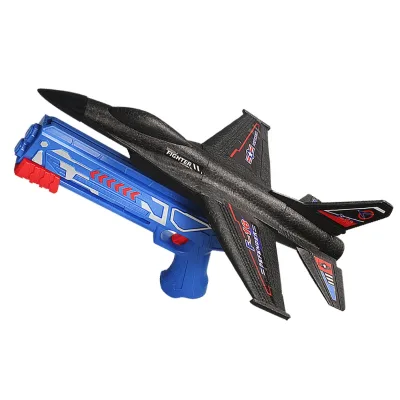 KK 2025 New 34CM Airplane Launcher Toy Set 2 F16 Fighting Jets and 1 Airplane Gun ,Plane Gun for Kids ;Toys for High Flying Fun