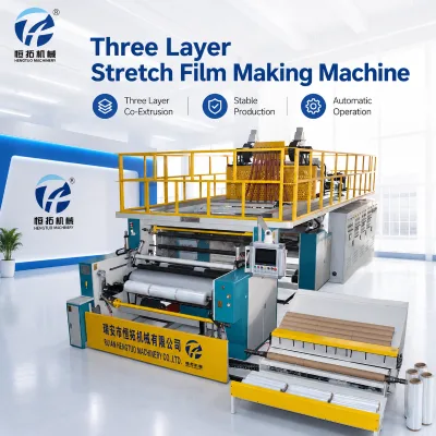HONTO HT-1500 Advanced Three Layer CoExtrusion Automatic LLDPE Cast Film Production Line Three Layer Stretch Film Making Machine
