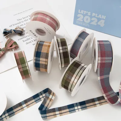 British Style Plaid Ribbon Hair Accessories Handmade Hairband Hair Clip Decoration DIY Clothing Webbing & Gift Ribbons