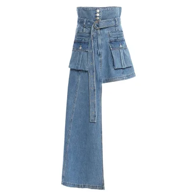 Street Style Women's Skirts Asymmetric Denim Women's Skirts Fashion Forward Ladies Denim Skirts Woven for Women Y2K Midi 50 Pcs