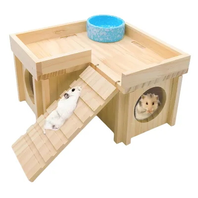 Wooden Hamster Hideout Villa