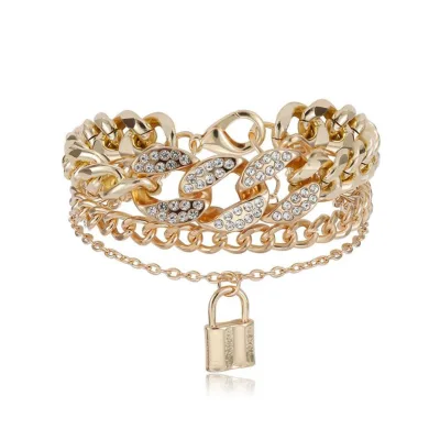Boho Punk Lock Heavy Metal Alloy Chunky Chain Bangle Women Men Armband Steampunk Indian Brand Friend Couple Charm Bracelets