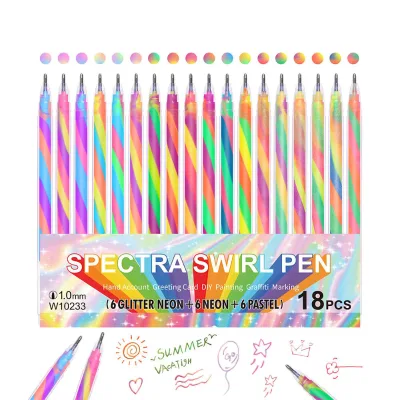 18 Magic Gel Pens 1MM Tip Smooth Writing Painting Fluorescent Effect Gel Pen for Students Learn Painting