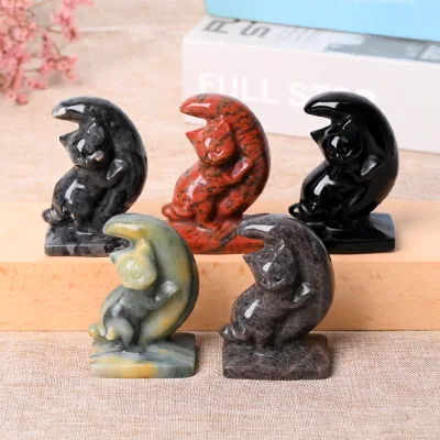 Wholesale Lovely Crystal Animals Figurine Carved Natural Healing Stones Crystal Cat Sculpture for Souvenir