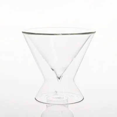 Martini Glasses Stemless Iridescent Double Wall Insulated Cocktail Glass Unique Gift for Espresso Keeps Drinks Cold Longer