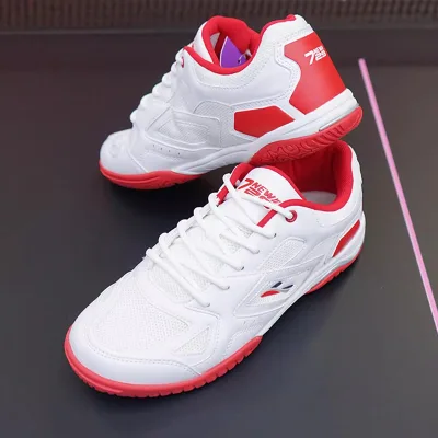 729 Friendship Men/Women's Table Tennis Shoes Red/Blue Air Cushion Rubber Mesh Upper PU+Mesh Box Model 2401