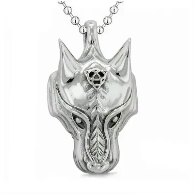 Stainless Steel Wise Celtic Knot Charm Amulit Viking Wolf Pendant for Men