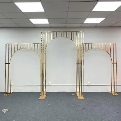 2 Meter High Metal Gold Plating Luxury Wedding Arch For Festival Birthday Decoration