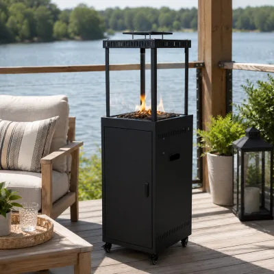 High Quality Natural Gas Steel Square Portable Patio Heater 1450mm Height 11KW Camping Outdoor with Pulse Ignition