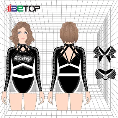 OEM Custom Cheerleading Uniform for Youth Long Sleeves XXXS Size Rhinestone Design Set for Children