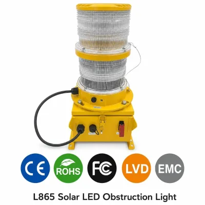 High Intensity Type a White Rotating Tower Mast LED Solar Aviation Obstruction Lights for Heliport Helipad
