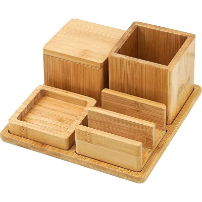 Simple Fashion Bamboo Desktop Organizer Set Office Supplies Desktop Organizer Drawer Organization