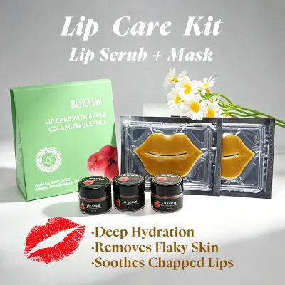 Dry Lip Repair Kit With Lip Scrub and Mask: Removes Flaky Skin, Deep Hydration, Soothes Chapped Lips | Factory Direct