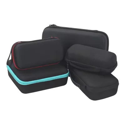 EVA Hard Shell Zipper Storage Case Organizer with Multi Size Options and Colored Trim for Tech Accessories