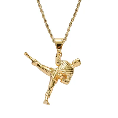 SN203 Trendy Stainless Steel Pendant Gold Plated Chain Necklace Streetwear Hip Hop Accessories for Boys Men