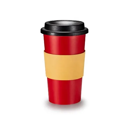 700ml Disposable IML Thin Wall Brown Coffee pp Mugs Custom logo Plastic Drinking Cup with Lid