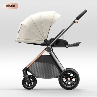 Luxury Baby Stroller with Reversible Seat Compact Foldable Design High Landscape Baby Carriage with Shock Absorption Wheels