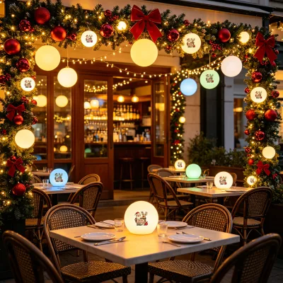 OEM Customized Multi-Size LED Christmas Lights Globe Lamps for Wedding Party Cafe Indoor Commercial Decoration