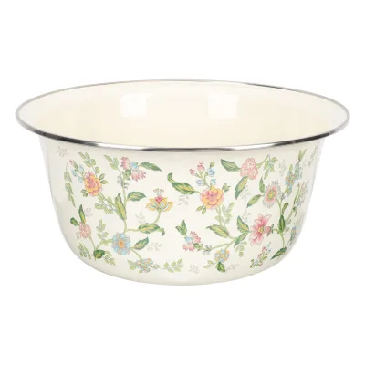 Senny Factory Online Wholesaler Retro Wash Basin Enamel Soup Basin Enamel Bowl Oil Pot Enamel Mixing Bowl Salad Large Bowl
