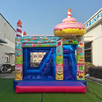Creative Cake Design Bouncer Castle Inflate Jumping Slide Combo for Sale
