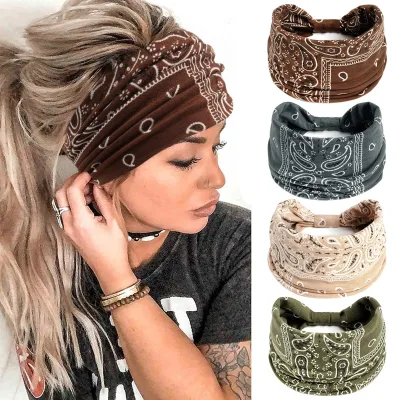 1000 Color Elastic Knot Headband Large Turban Style Hair Band for Yoga Thick Elastic Knot Head Bag Flower Wide Turban Headband