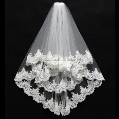 Wan 69 Bridal Hair Accessories Lace and Rhinestone Trim Wedding Veils