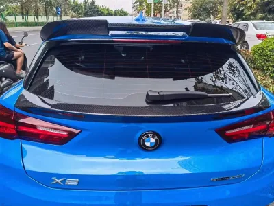 Auto Parts for 2017 BMW X2 Carbon Fiber Body Kit Front Lip Side Skirts Spoiler Rear Wrap Angle Rear Diffuser Exhaust Pipe