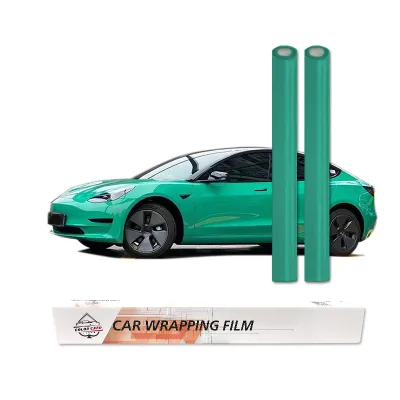 Color Card Vintage Green PET Anti-Scratch Glossy Wrap Roll Air-Free Car Accessories Color-Changing Privacy Protection