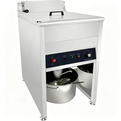Commercial 30L Vertical Electric Deep Fryer Floor Standing Stainless Steel Single Tank with Drain Tap for Restaurant Kitchen