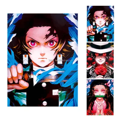 Demon Slayer Newest Design Anime Lenticular Posters Rengoku Kyoujurou Pictures Manga 3D Flip Poster Wall Art
