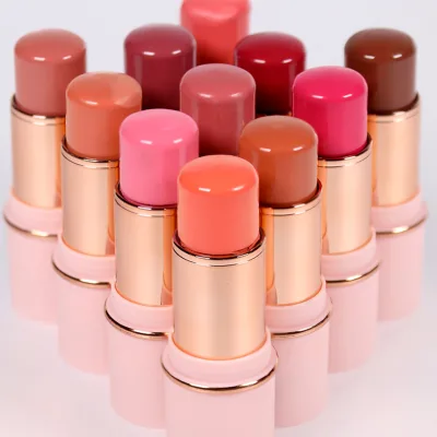Lilywild Fancy Packaging Tube Stick Highlighter Balm Blush Container Low Moq Dewy Vegan Customized Makeup Pink Blush Stick Logo