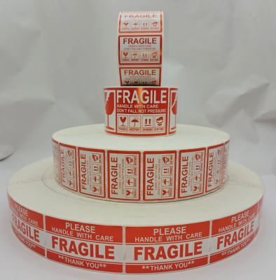 roll custom fragile paper sticker