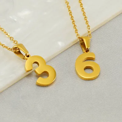 Custom Stainless Steel 0-9 Angel Number Necklace for Women Men Gold Color Lucky Number Necklace Jewelry Gift