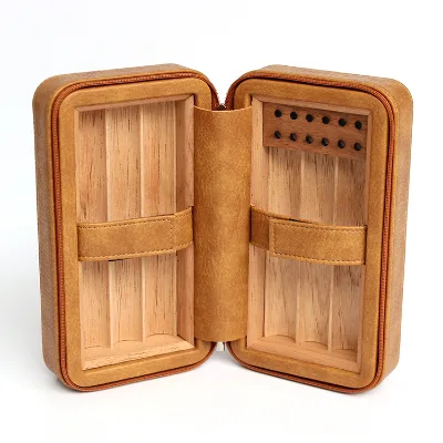 Factory Price Luxury Portable Cigar Box Custom Logo and Color Wood PU Leather with Classic Design Style Gift for Cigars