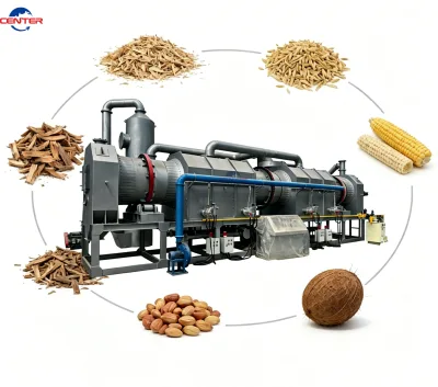 China Supplier PLC Intelligent Control Continuous Carbonization Furnace for Charcoal for Fruit Branch Sawdust