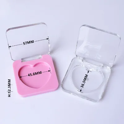 New Design Heart Compartment Single Eyeshadow Case Plastic Transparent Pink Blush Buckcle Case