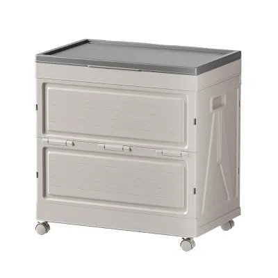 Collapsible Sturdy Plastic Foldable Kid's Toy Storage Cabinet Bin Wheels