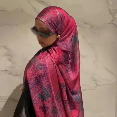 Hot Sale Printed Hijabs Chiffon Silk Satin Muslim Premium Ombre Marble Water Print Shawl Hijab Scarves