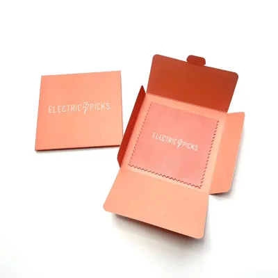 Best Seller Premium 8x8cm Personalized Pink Color Microfiber Jewelry Polishing Cloth with Paper Envelope Pack