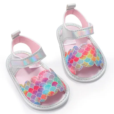 Kids Girl Shoes Girl Sandals Flower Rainbow Color PU Leather Summer Kids Sandals