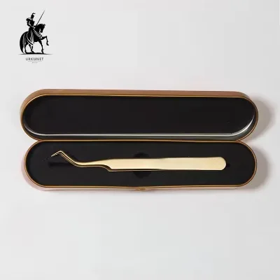 Gold Luxury Professional Lash Salon Tools High Precision Stainless Steel Single Brow Eyebrow Eyelash Extension Tweezers