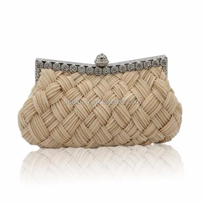 Crossroad Pleated and Braided Rhinestone studded Wedding Evening Bridal Bridesmaid Clutch Purse