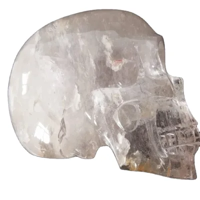 lifesize hand carving crafts sculpture for collection natural clear crystal skulls