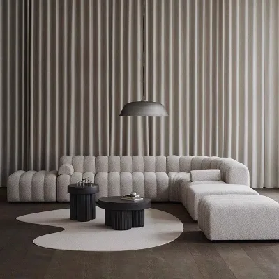 Modern Nordic 2-Seater Modular Sofa Italian Simple Style High-End Red Piano Key Design Sponge Filling Set for Villa Furniture