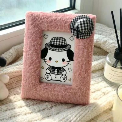 Plush Photo Frame DIY Handmade Teddy Fabric Art Picture Frame 6, 7, 8 Inch Photo Frame