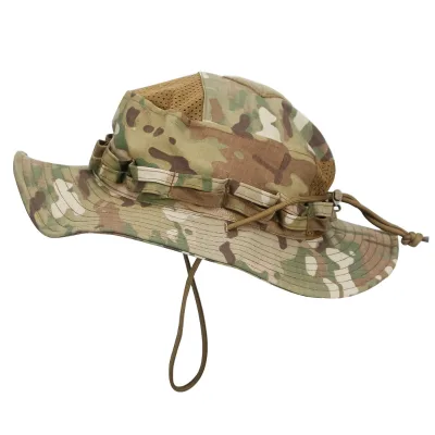 Outdoor Camping Sport Fisherman Tactical Bucket Sun Hat Bunny Brim Cap Fishing Hat Rope Canvas Polyester/Cotton Four Seasons