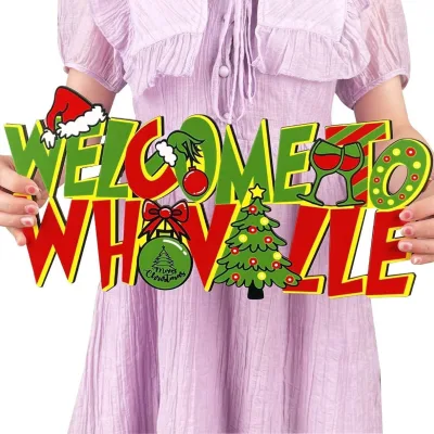 Modern Christmas Tree Printed Wooden Hanging Ornament Wholesale for Home Store Christmas Promotion Factory Supply